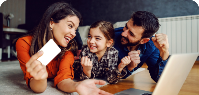 Family checking notifications together